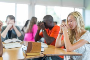 Diverse high school students during Bible study